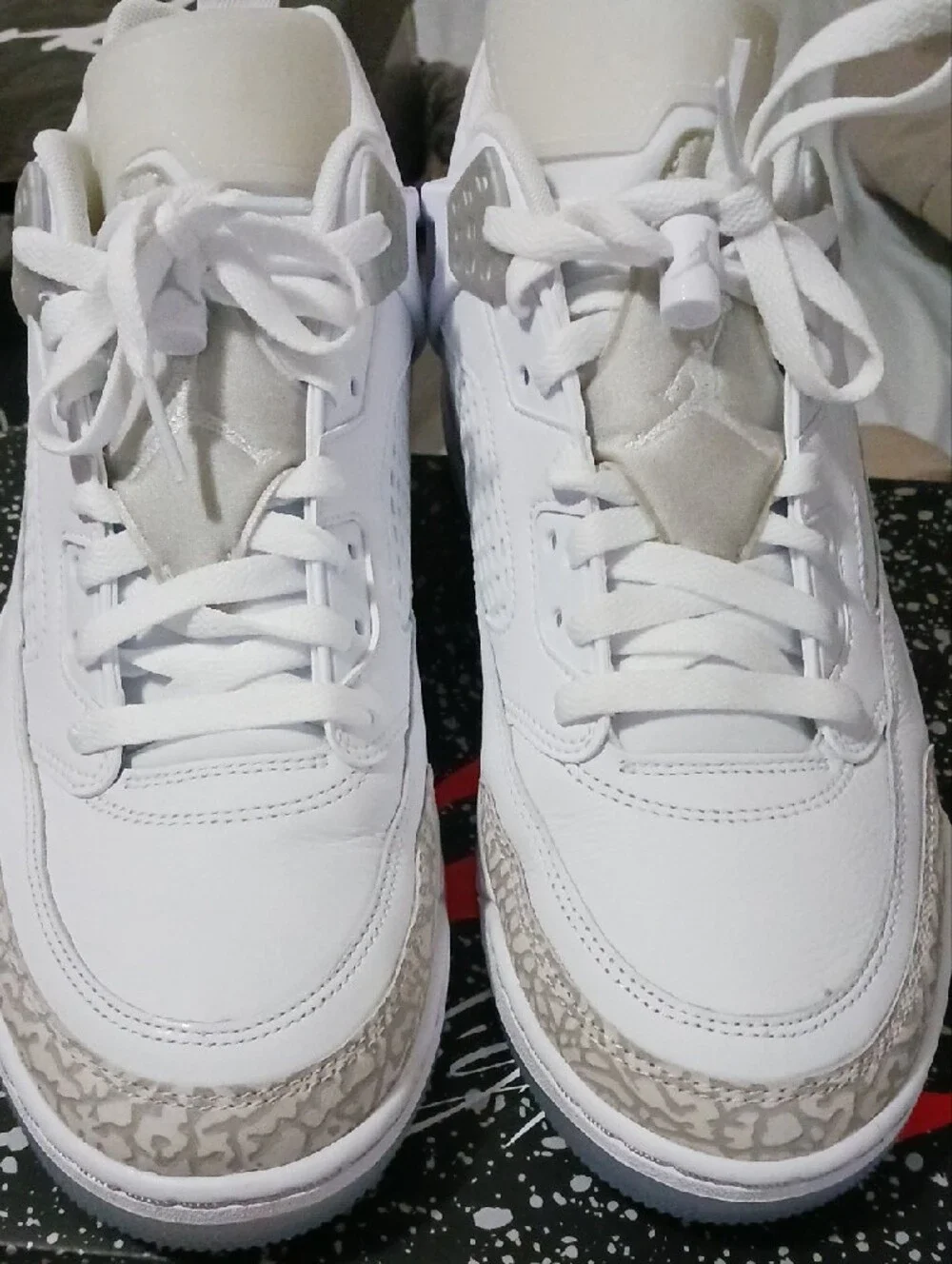 Jordan Men's White Sneakers with Cement Grey Accents
